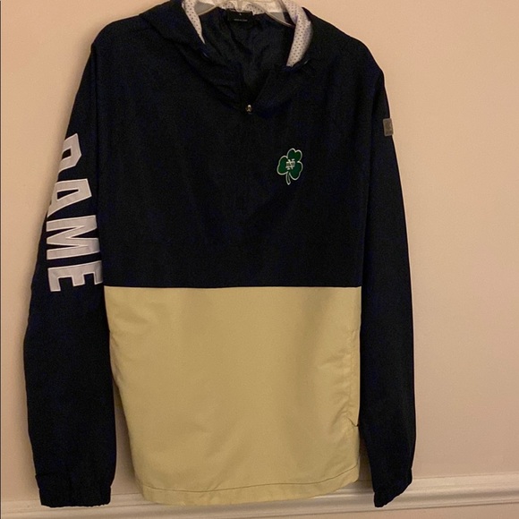 Notre Dame 1/4 Zip Navy Blue & Tan Jacket Windbreaker NWT - Picture 1 of 10
